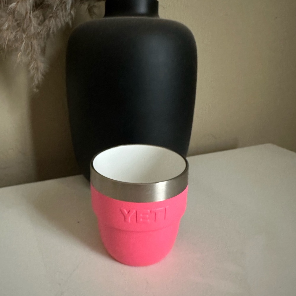 Yeti Pink and Silver shot glass